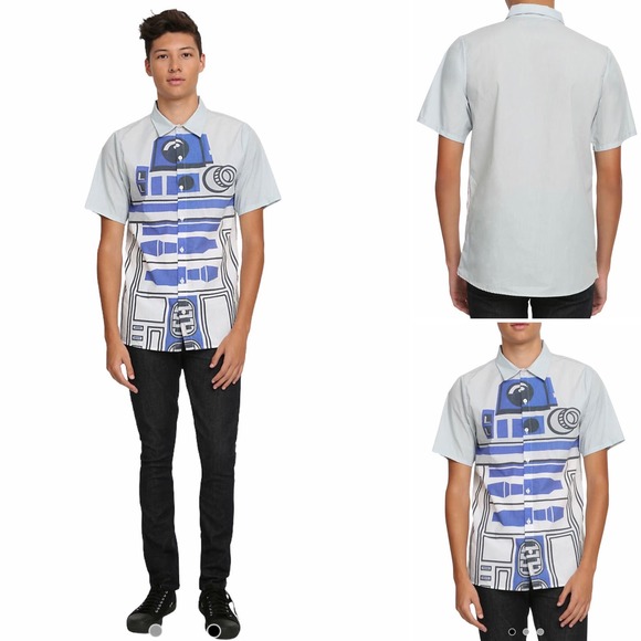 Star Wars R2-D2 Woven Short Sleeve Shirt Size XL - Picture 1 of 8